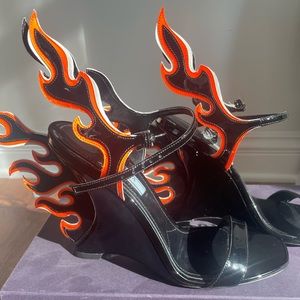 Prada Flame Wedge Sandals